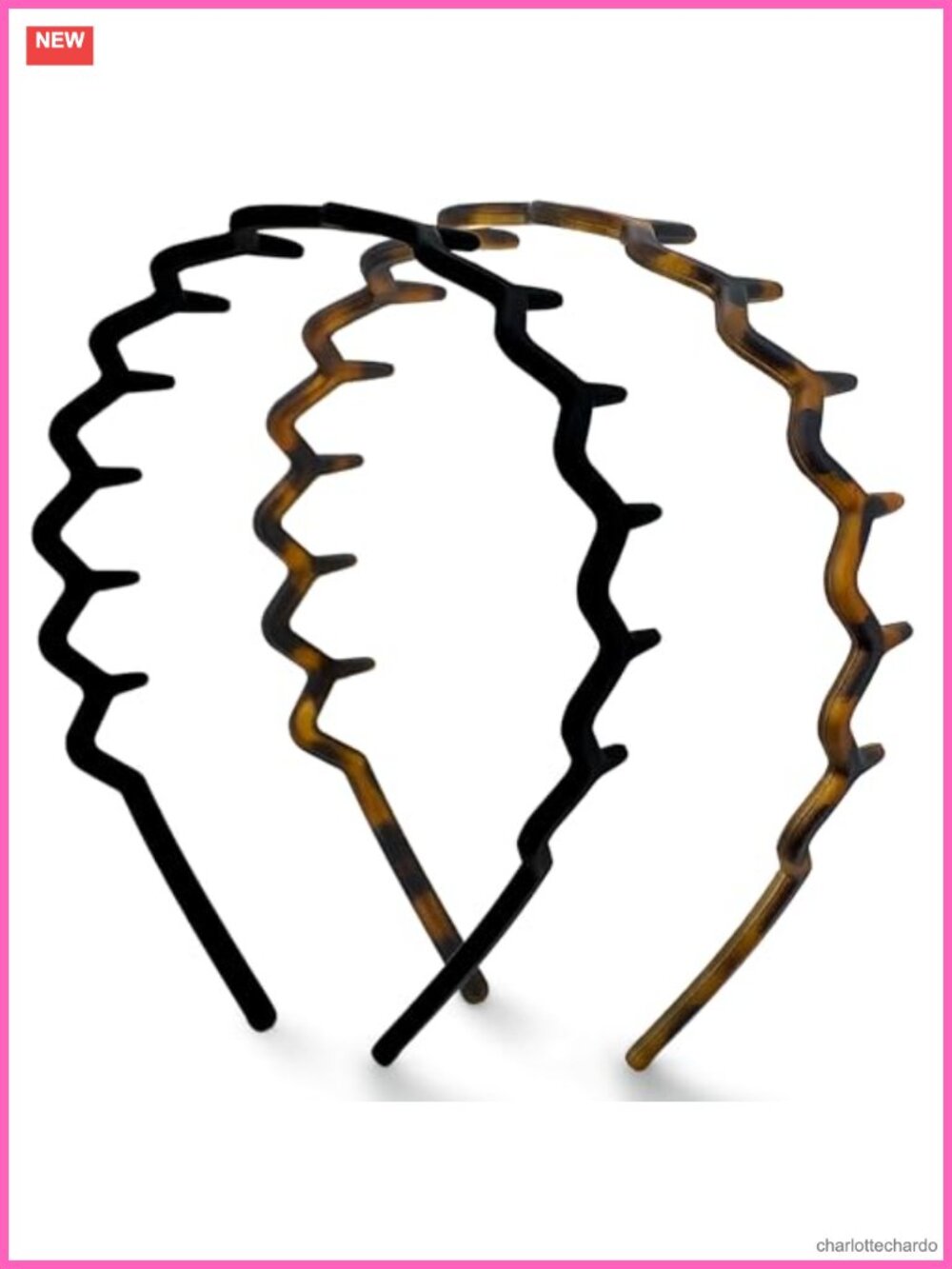 Zig Zag Headbands Recycled Plastic Non-Slip Comb Hair Accessory 2 Pack